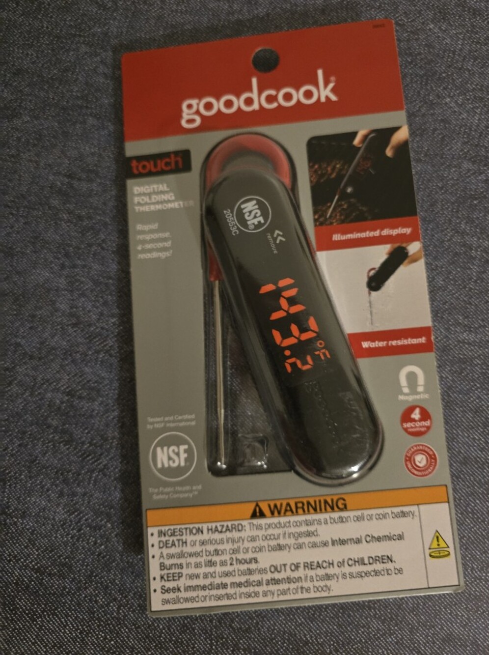 Touch Digital Folding Thermometer - Black